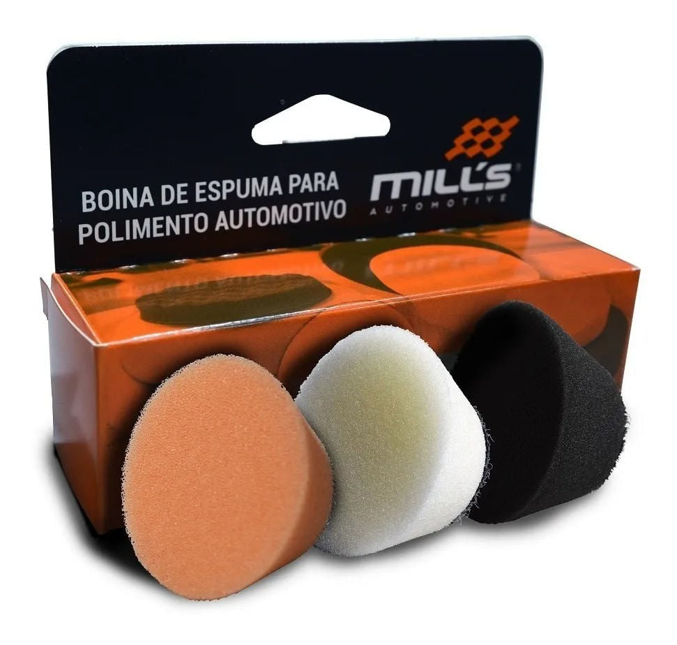 KIT DE BOINAS DE ESPUMA CORTE, REFINO E LUSTRO ROTATIVA 1,2 POLEGADAS MILLS
