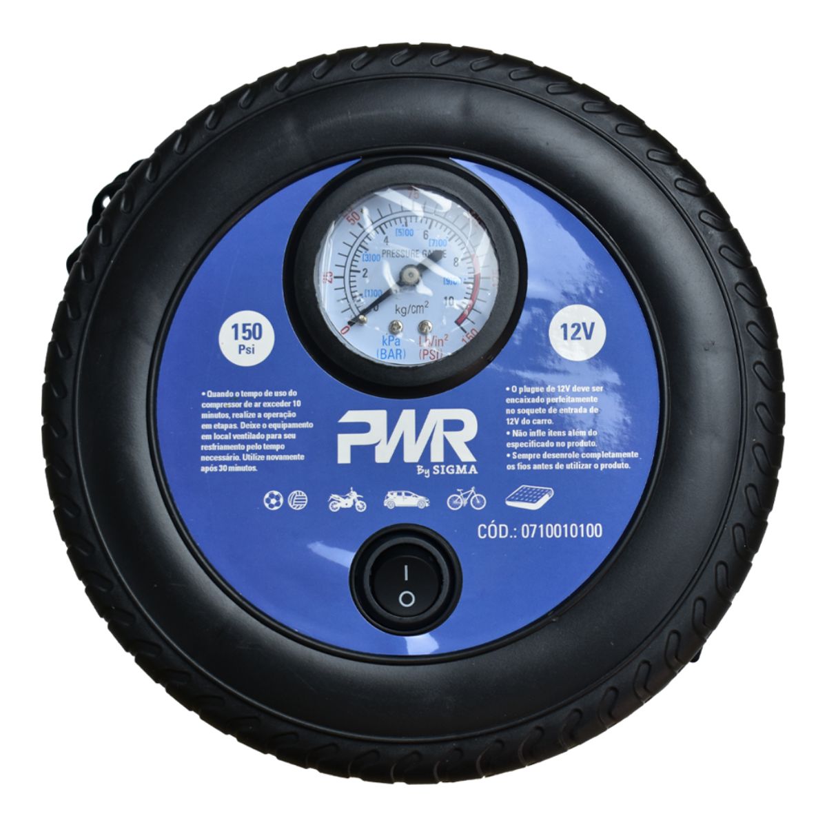 MINI COMPRESSOR DE AR PORTATIL 12V 150PSI 17 LMIN SIGMA TOOLS