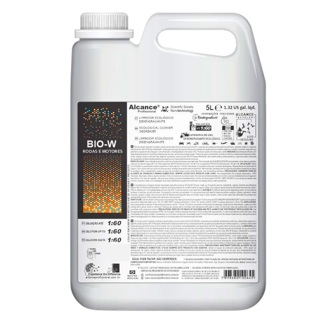 BIO W LIMPA RODAS E MOTOR 5 LITROS ALCANCE