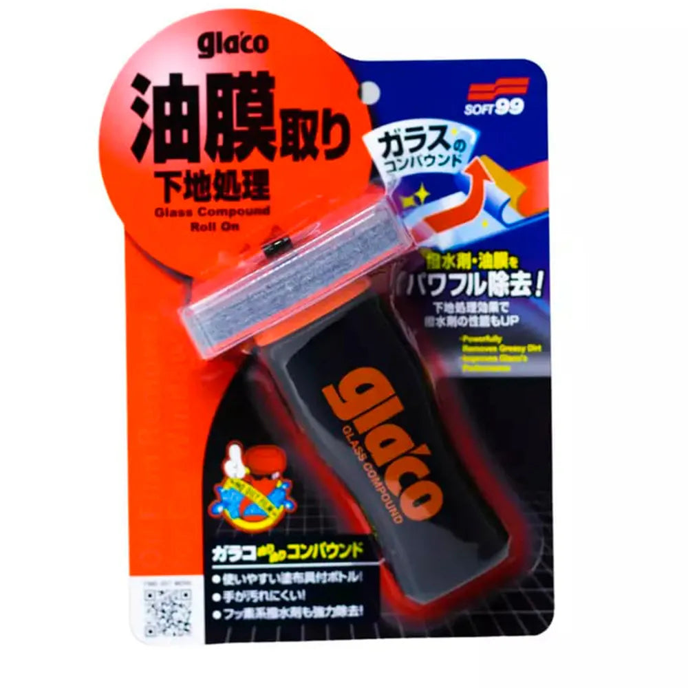 DESCONTAMINANTE DE VIDROS GLACO GLASS COMPOUND ROLL ON 100ML SOFT99