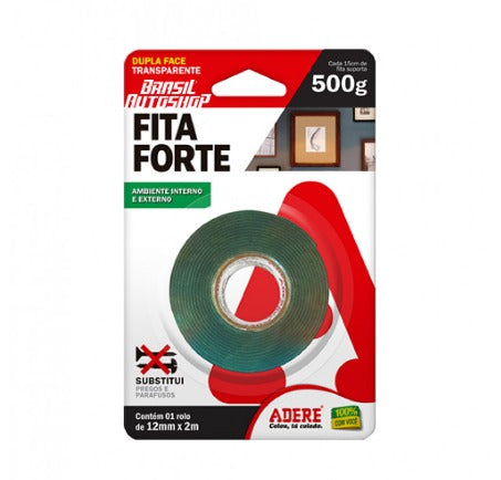 FITA FORTE DUPLA FACE MASSA ACRILICA TRANSP. ADERE 12MMX02M