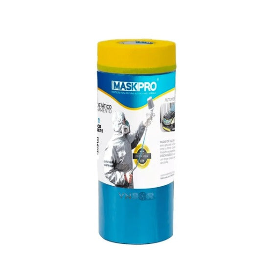 FILME PLASTICO COM FITA PARA MASCARAMENTO 90cm x 20m AZUL MASKPRO