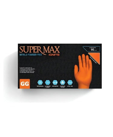 LUVA NITRILICA LARANJA IGNITE GG 90UN SUPERMAX