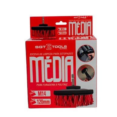 ESCOVA DE LIMPEZA VERMELHA PARA ESTOFADOS MEDIA 120MM14 P FURADEIRA E POLITRIZ SIGMA TOOLS