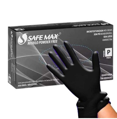 LUVA NITRILICA PRETA SAFEMAX TAM P SUPERMAX