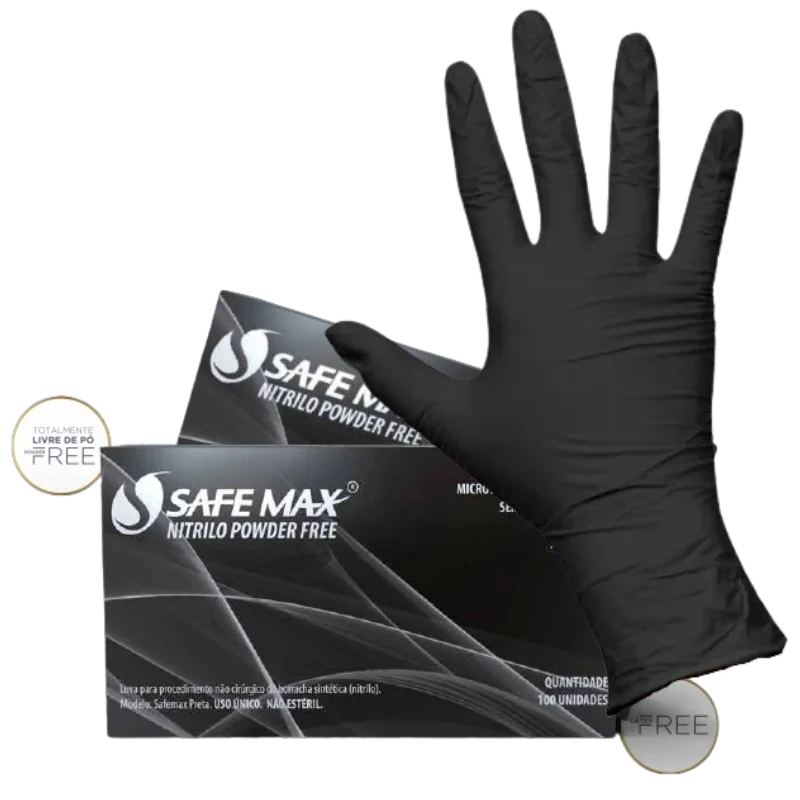 LUVA NITRILICA PRETA SAFEMAX TAM M SUPERMAX